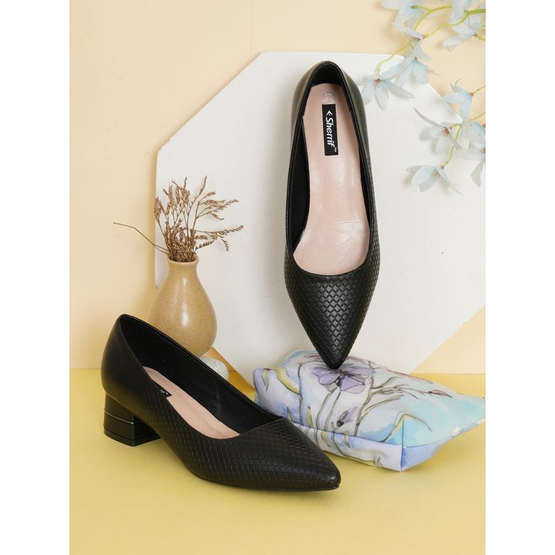 Sherrif Shoes Womens Black Block Heel Pumps (EURO 39)