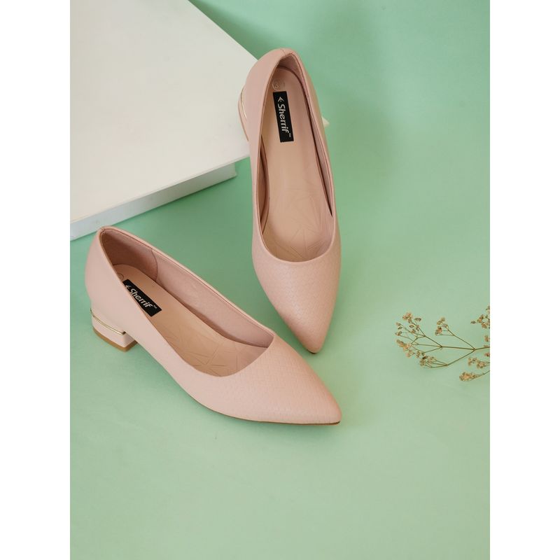 Sherrif Shoes Womens Nude Block Heel Pumps (EURO 39)