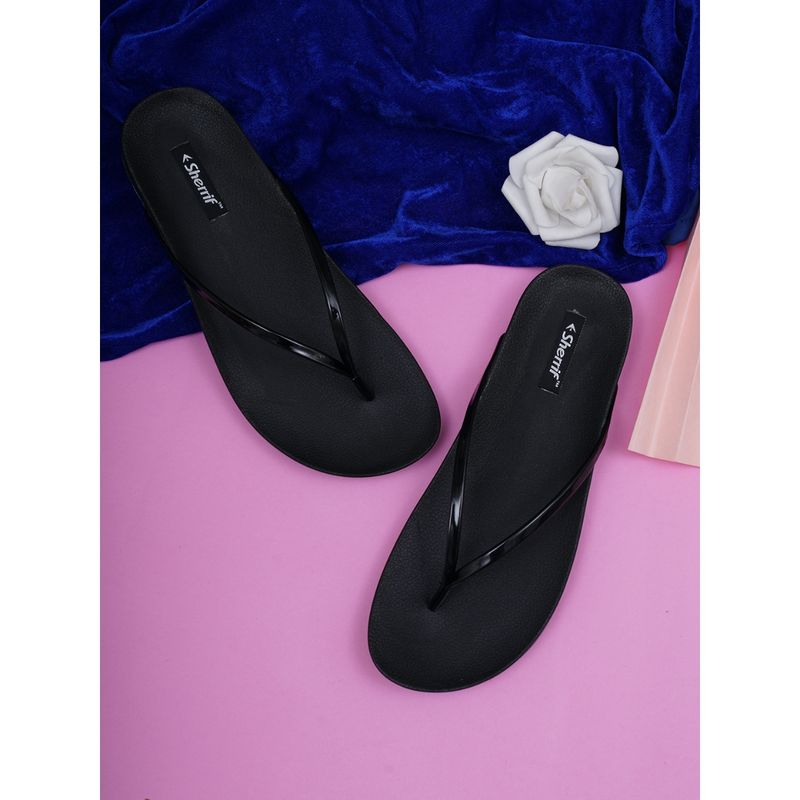 Sherrif Shoes Womens Comfortable Black Flip-Flop (EURO 36)