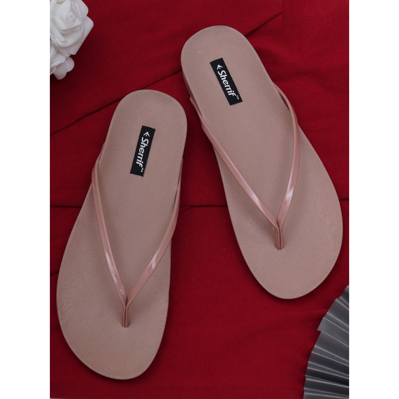 Sherrif Shoes Womens Comfortable Nude Flip-Flop (EURO 36)