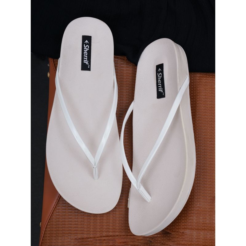 Sherrif Shoes Womens Comfortable White Flip-Flop (EURO 36)