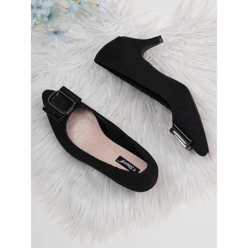 Sherrif Shoes Womens Black Kitten Heel Pumps (EURO 38)