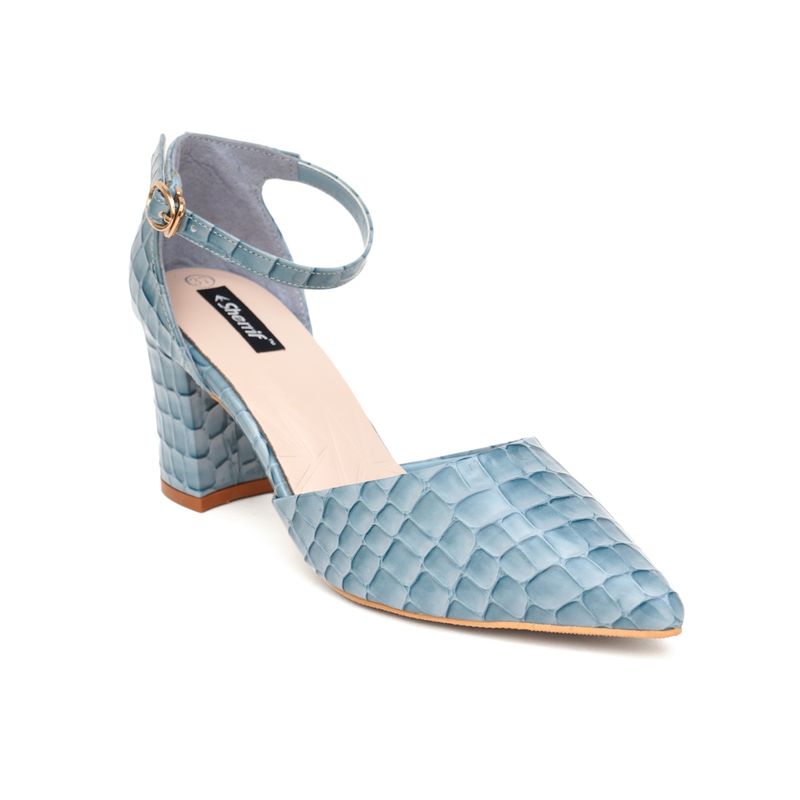 Sherrif Shoes Womens Blue Block Heel Sandals (EURO 34)