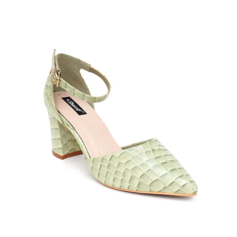Sherrif Shoes Womens Green Block Heel Sandals (EURO 40)