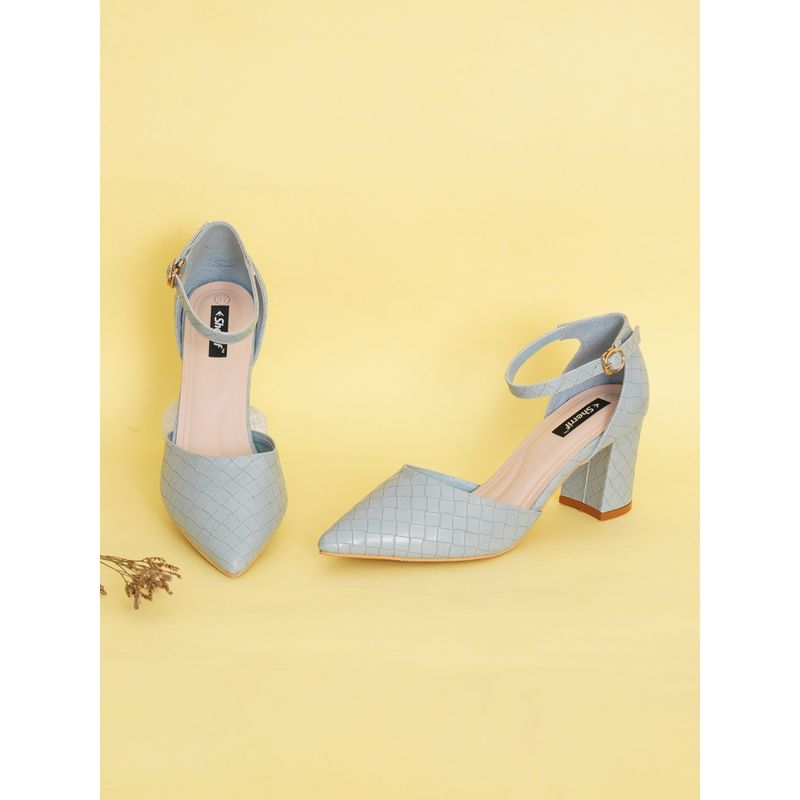 Sherrif Shoes Womens Blue Block Heel Sandals (EURO 36)