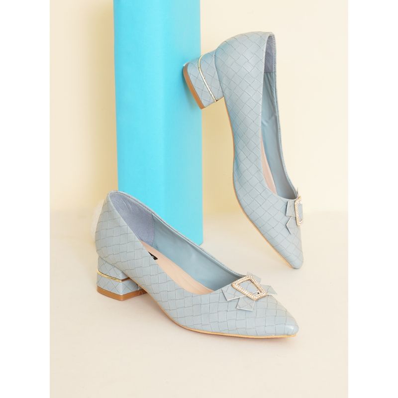 Sherrif Shoes Womens Blue Block Heel Pumps (EURO 33)