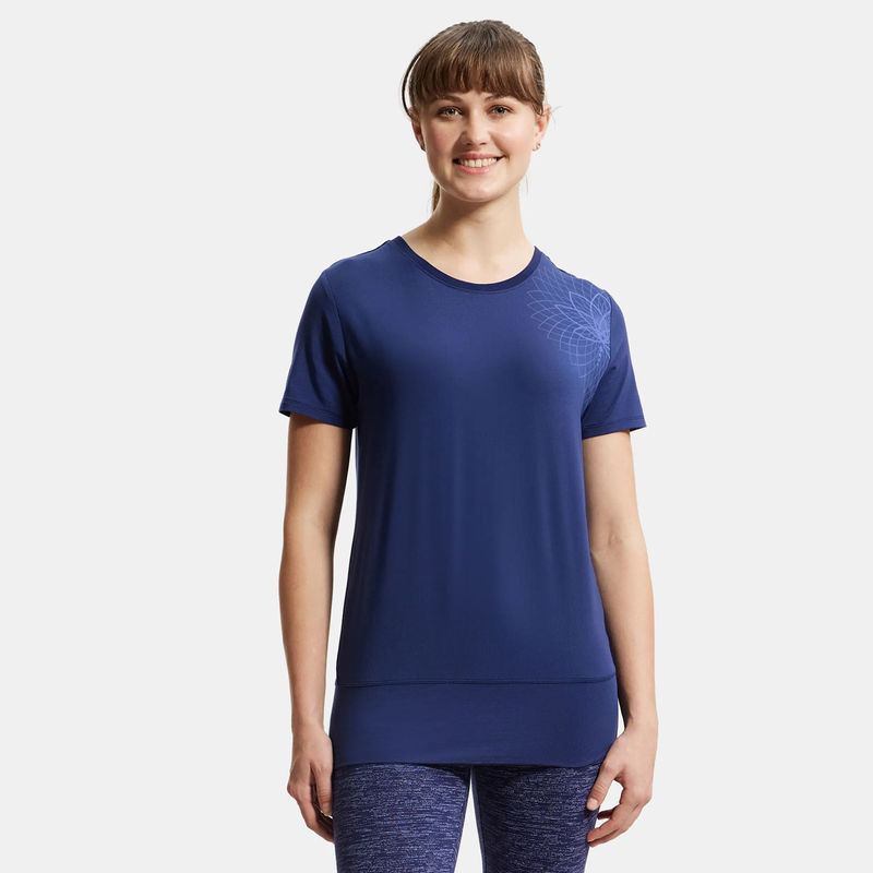 Jockey JW52 Womens Tencel Lyocell Elastane Graphic Print T-Shirt - Medieval Blue (S)