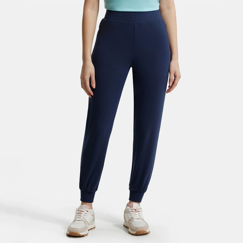 Jockey JW55 Women Tencel Lyocell Elastane Stretch Relaxed Fit Yoga Pants - Blue Iris (S)