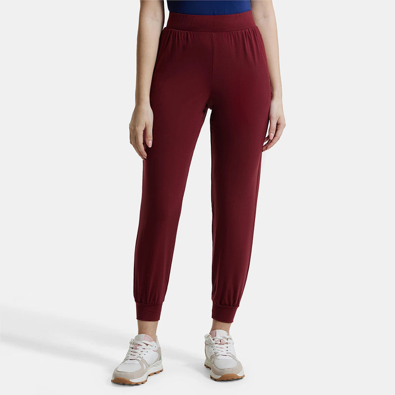 Jockey JW55 Women Tencel Lyocell Elastane Stretch Relaxed Fit Yoga Pants - Cabernet (S)