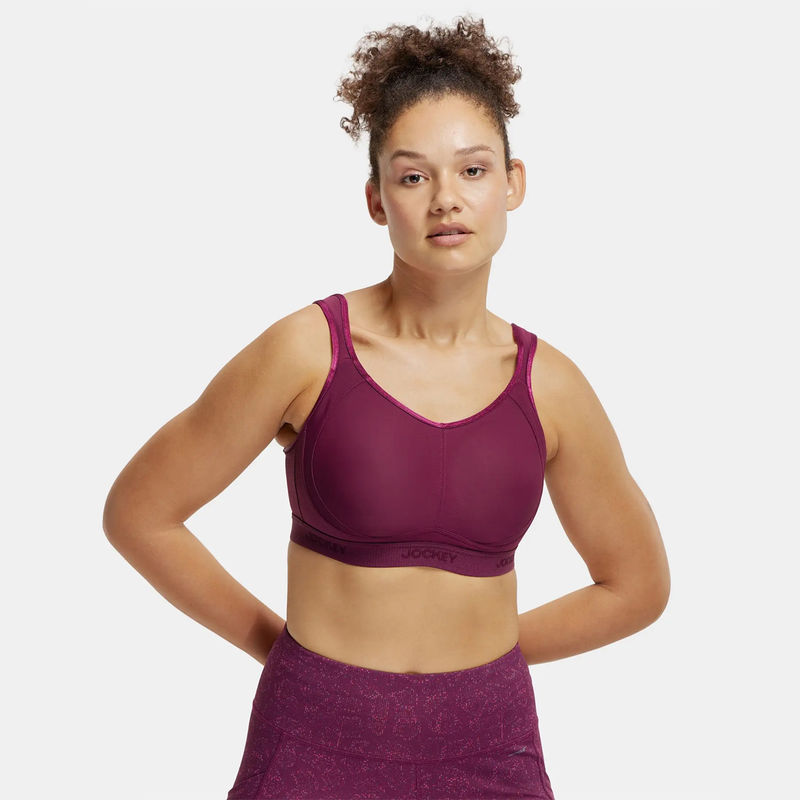 Jockey MI11 Wirefree Non Padded Microfiber Elastane Sports Bra - Grape Wine (38D)