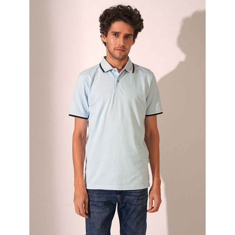 Selected Men Light Blue Polo T-Shirt (S)