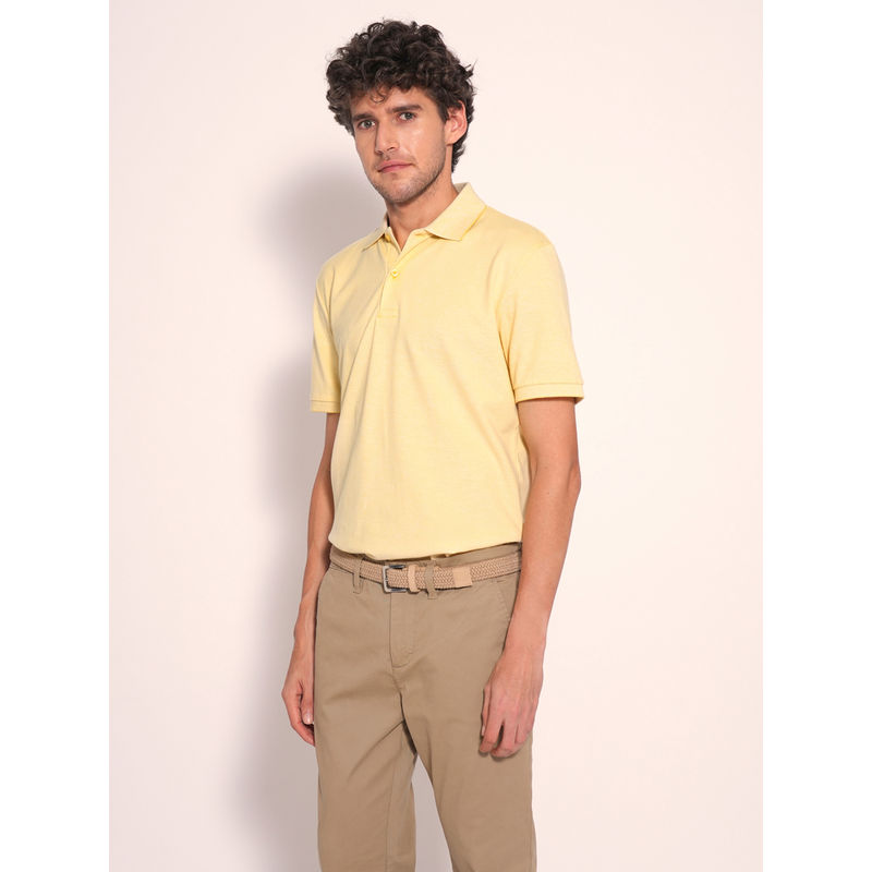 Selected Men Light Yellow Polo T-Shirt (S)