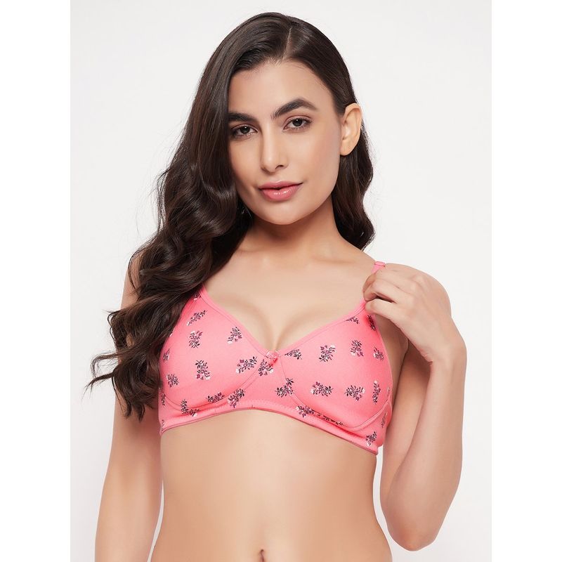 Buy Clovia Lightly Padded Non-Wired Full Cup Floral Print Multiway T-Shirt  Bra Rose Pink - Cotton online