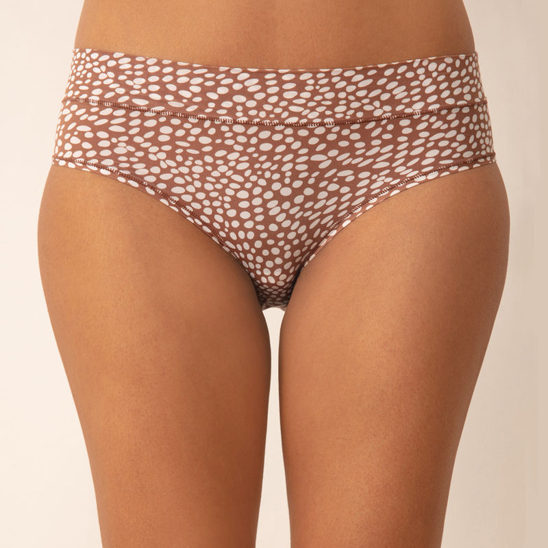 Nykd by Nykaa Super 4 Way Stretch Hipster Panty-NYP342-Brown Polka (XL)