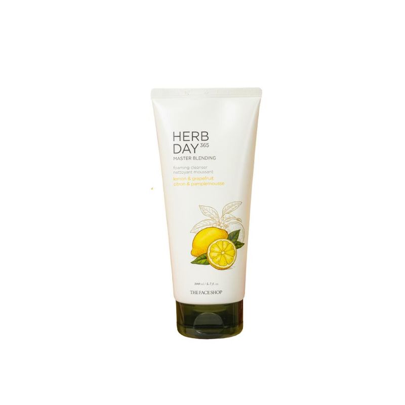 The Face Shop Herb Day 365 Cleanser - Korean Brightening Face Wash with Vitamin C for Oily Skin