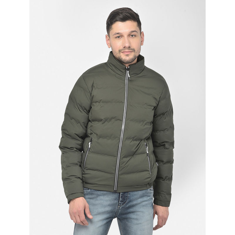CRIMSOUNE CLUB Men Olive Solid Puffer Jacket (M) (M)
