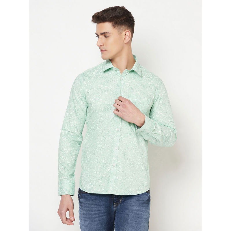 CRIMSOUNE CLUB Mens Green Printed Casual Shirt (M) (M)