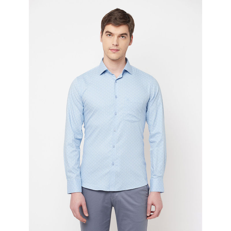 CRIMSOUNE CLUB Men Blue Printed Casual Shirt (L) (L)