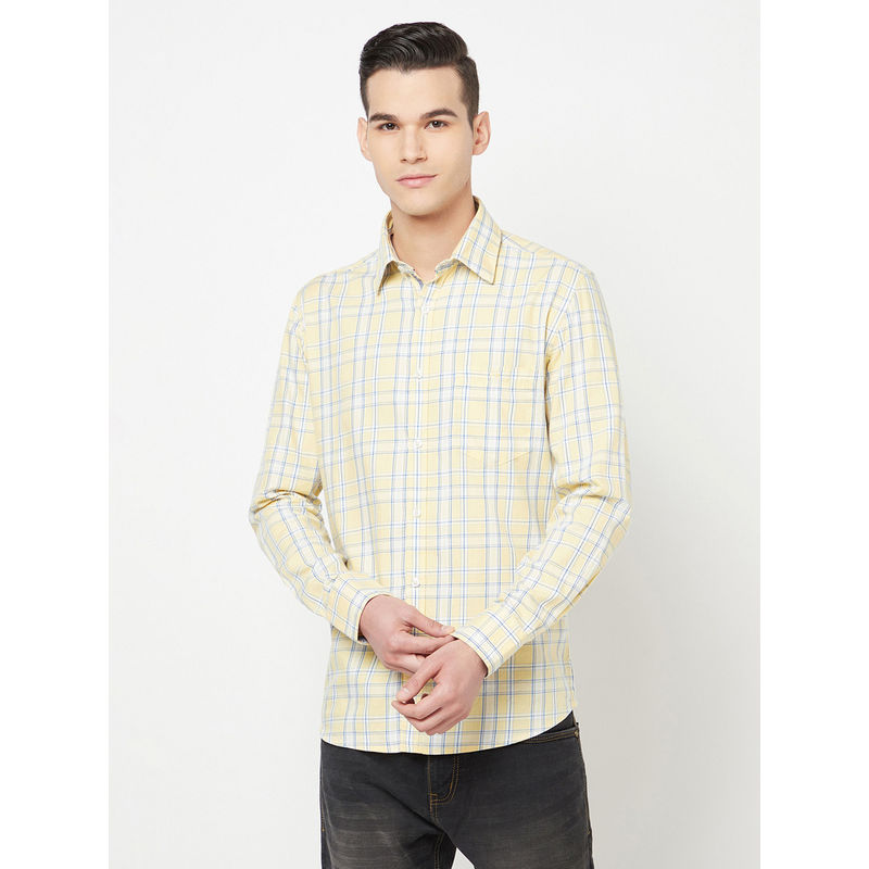 CRIMSOUNE CLUB Men Yellow Checked Shirt (2XL) (2XL)