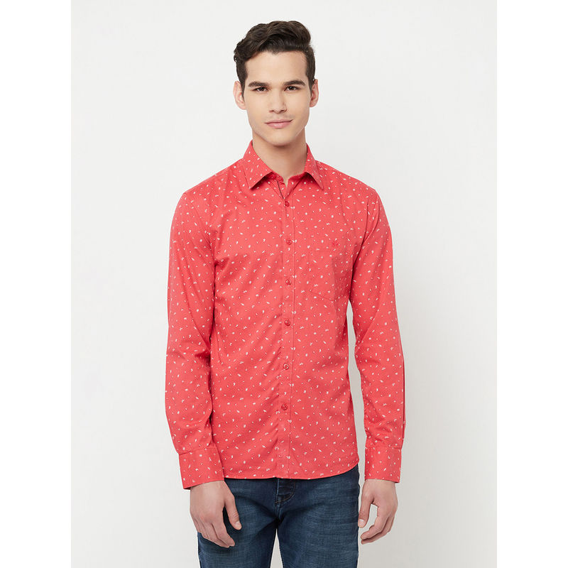 CRIMSOUNE CLUB Men Pink Floral Printed Shirt (L) (L)