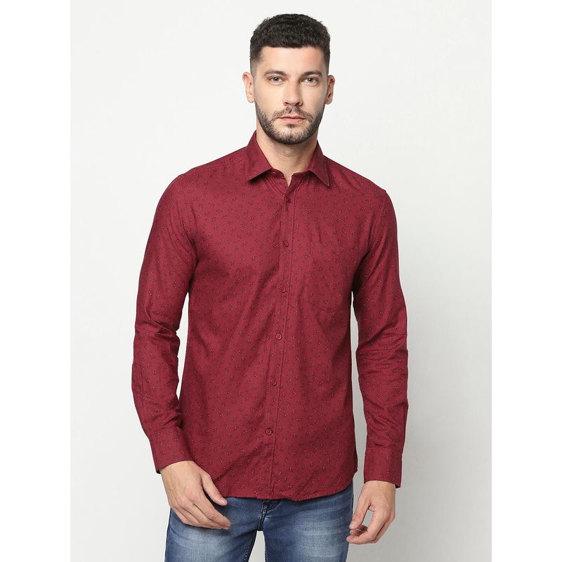 CRIMSOUNE CLUB Men Maroon Floral Shirt (M) (M)
