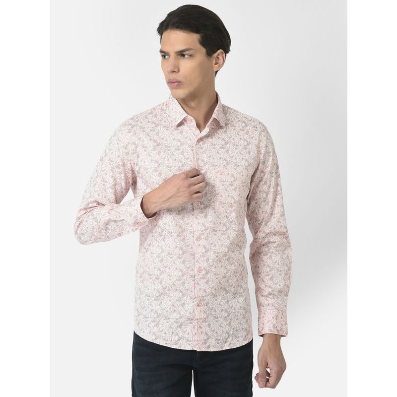 CRIMSOUNE CLUB Men Light Pink Shirt in Floral Print (L) (L)