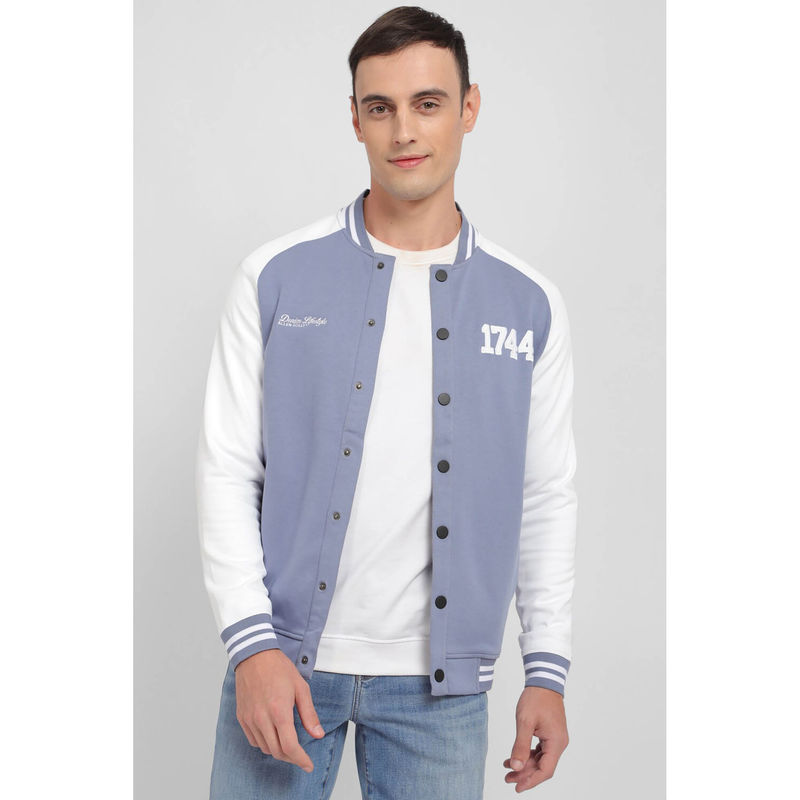 Allen Solly Men Blue Stylized Neck Full Sleeves Casual Jacket (XL)