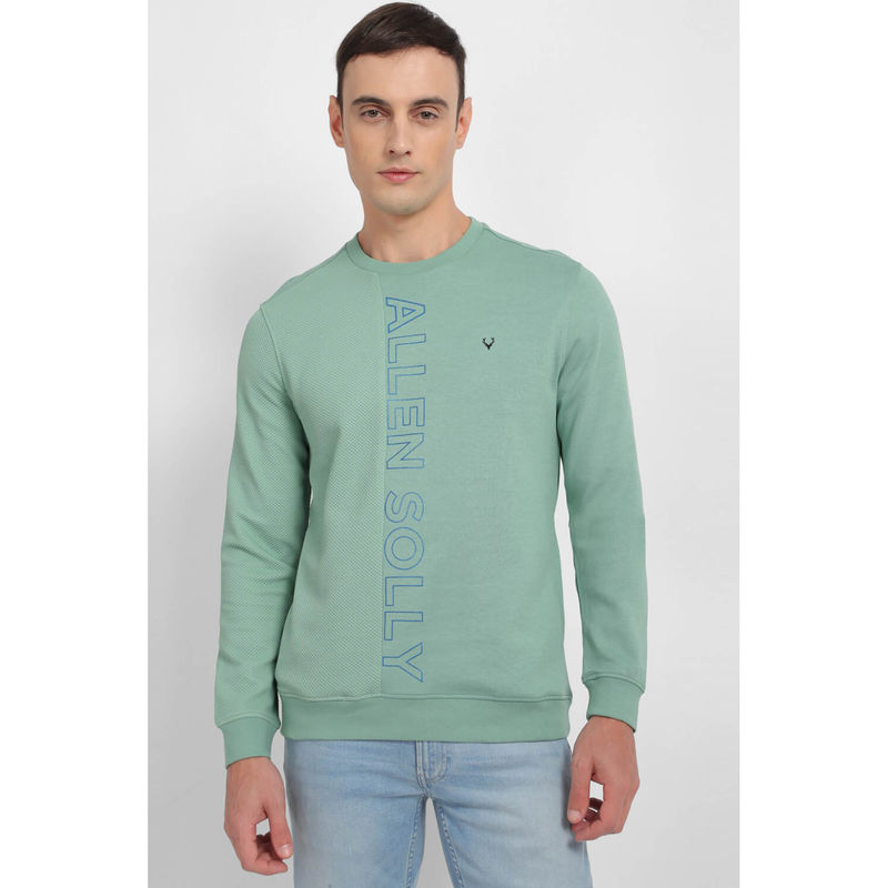 Allen Solly Men Green Crew Neck Full Sleeves Casual Sweatshirt (L)
