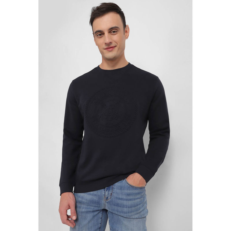 Allen Solly Men Purple Crew Neck Full Sleeves Casual Sweatshirt (L)