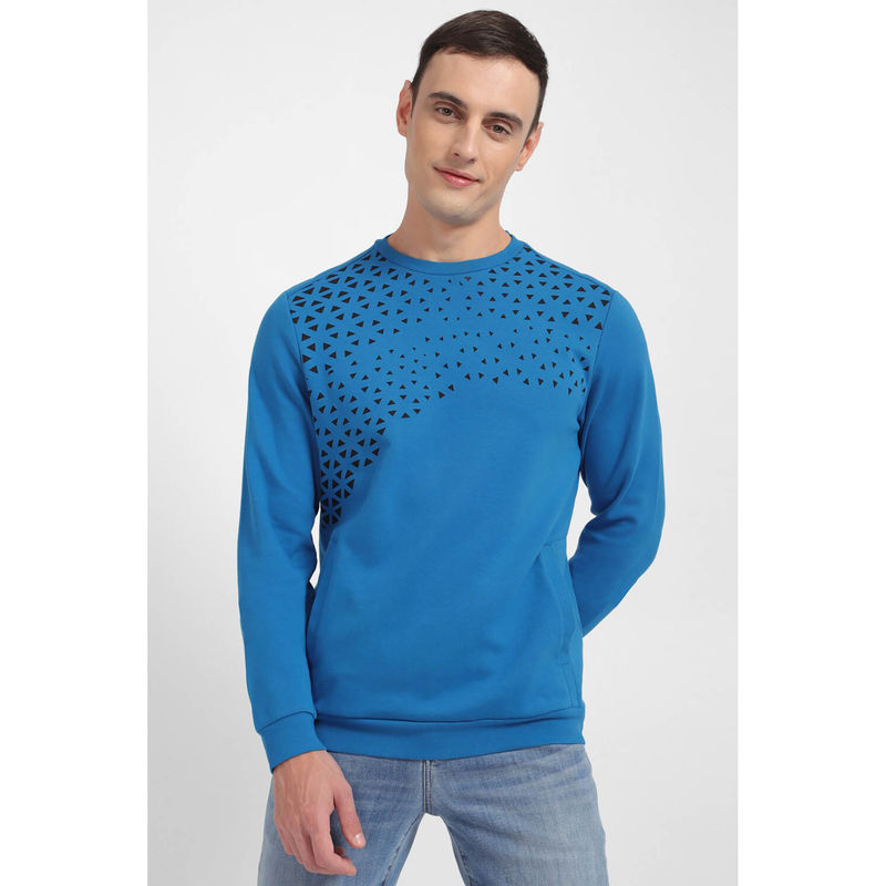 Allen Solly Men Blue Crew Neck Full Sleeves Casual Sweatshirt (S)
