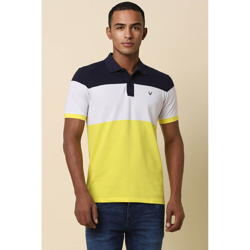 Allen Solly Men Yellow Collar Neck Polo T-Shirt (S)