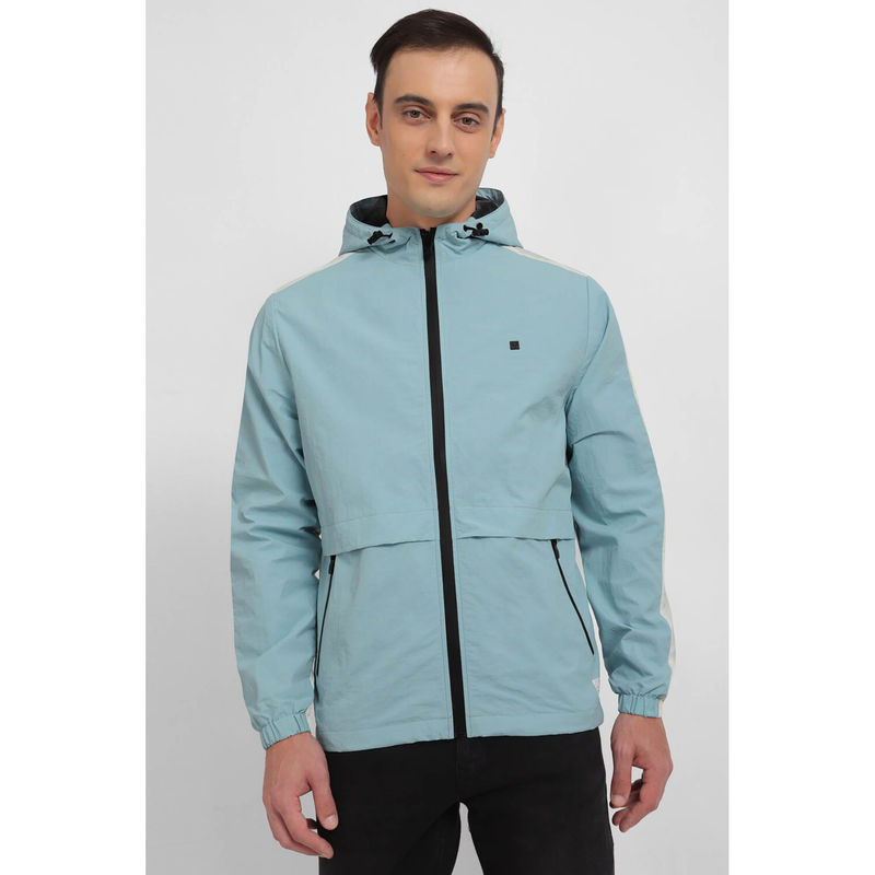 Allen Solly Men Blue Patterned Full Sleeves Casual Jacket (S)