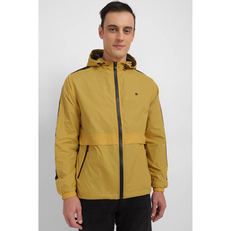 Allen Solly Men Yellow Patterned Full Sleeves Casual Jacket (S)