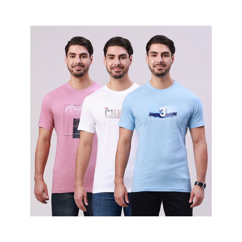 Classic Polo Multi-Color Printed Slim 3 T-shirts (Pack of 3) (M)