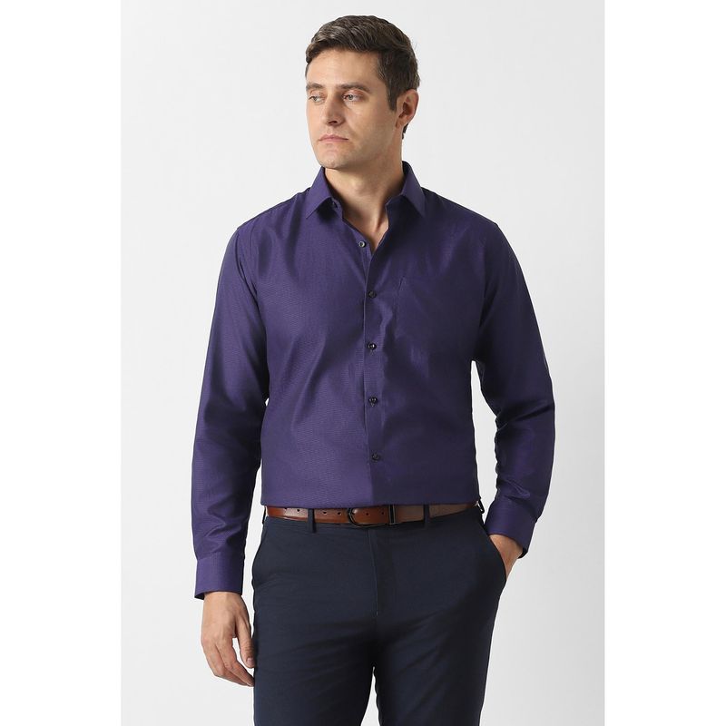 Van Heusen Purple Solid Regular Shirt (42)