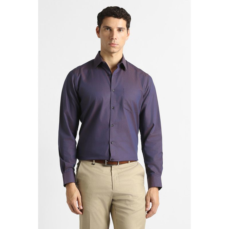 Van Heusen Purple Self Design Regular Shirt (42)