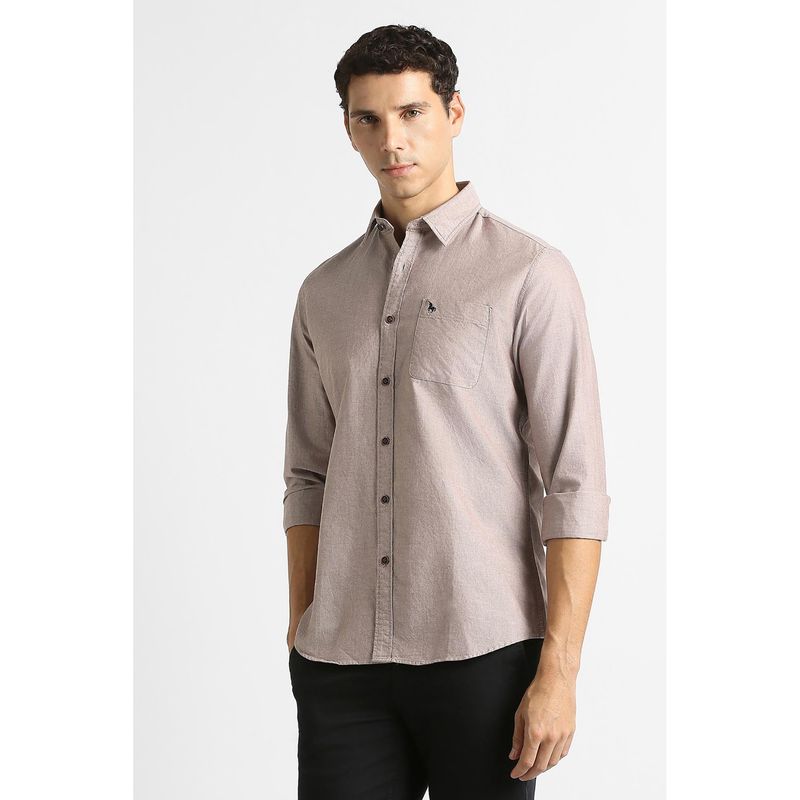 Van Heusen Beige Textured Regular Shirt (38)