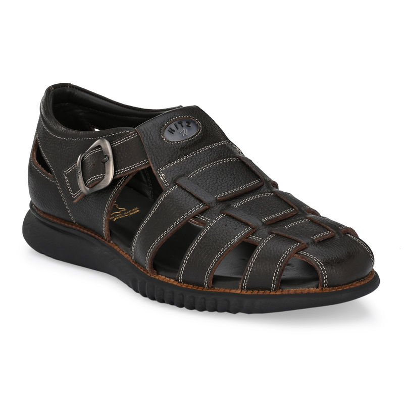 Hitz Brown Leather Sandal - Uk 6