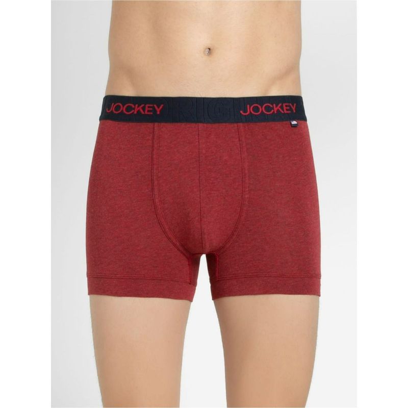 Jockey US60 Men Super Combed Cotton Elastane Solid Trunk - Red Melange (XL)