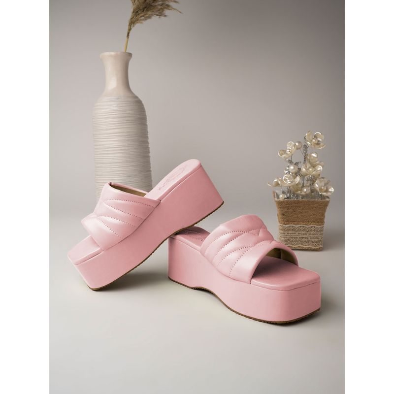 Shoetopia Retro Style Pink Platform Heels for Women & Girls (EURO 37)