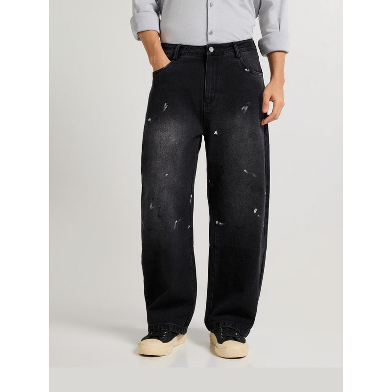 Weezy Monochrome Stroke Painted Baggy Fit Jeans (28)