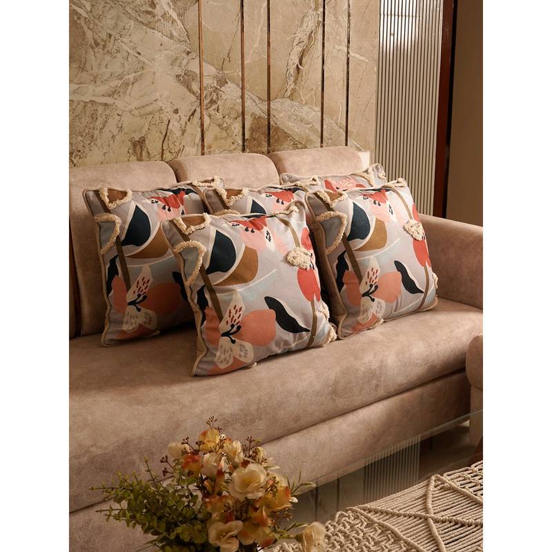 SANSKRUTIHOMES Multi-Color Floral Velvet Cushion Cover (18x18 inches)