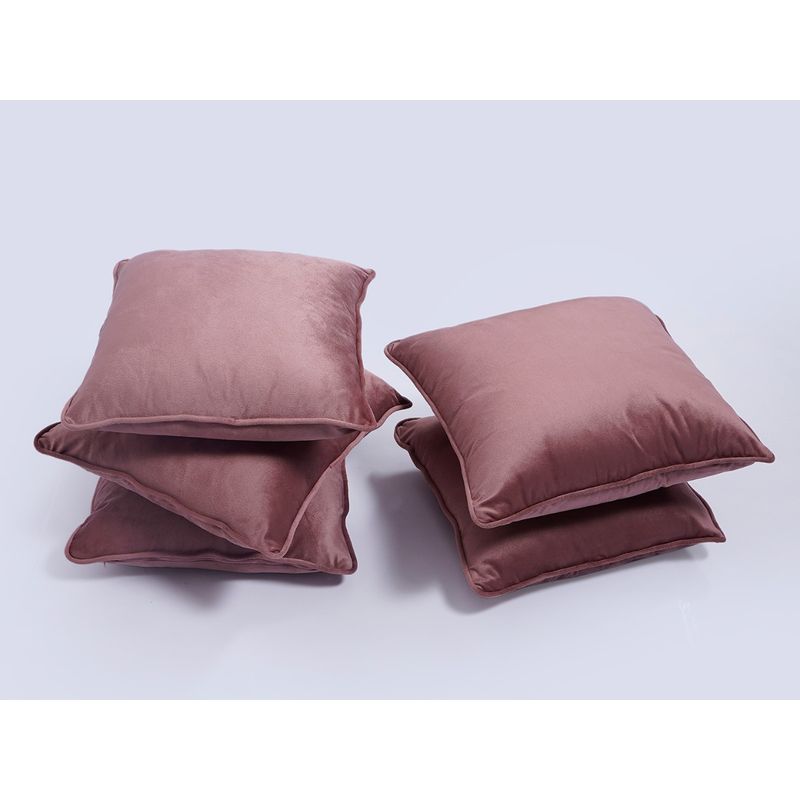 SAY Brown Solid/Plain Velvet Cushion Cover (18x18 inches)
