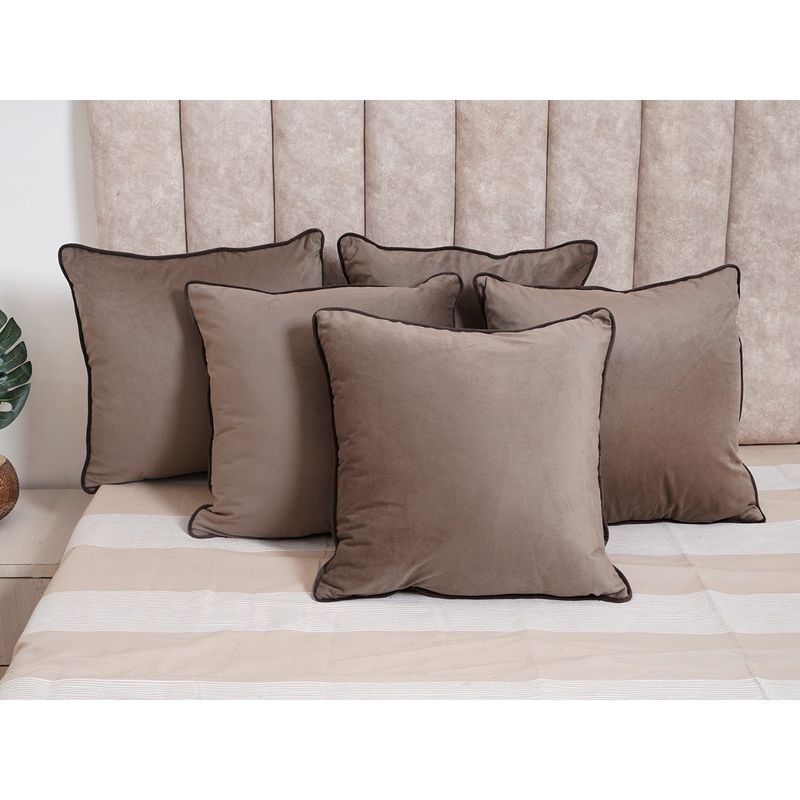 SAY Grey Solid/Plain Velvet Cushion Cover (16x16 inches)