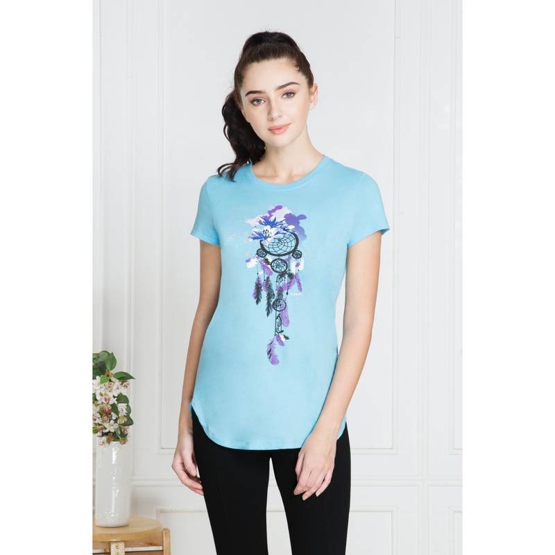 Van Heusen Women Round Neck & Short Sleeve Lounge T-Shirt - Blue (S)