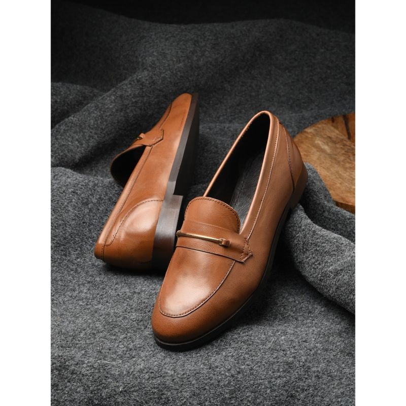 CARLO ROMANO Genuine Burnish Leather Tan Color Moccasin Shoe for Women (UK 4)