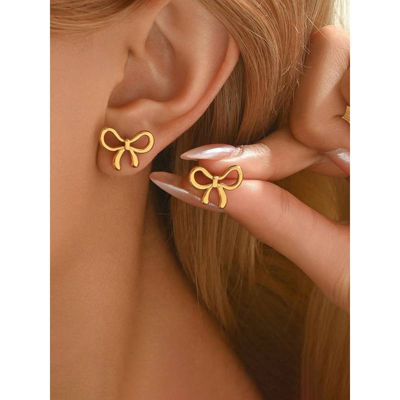 Jewels Galaxy Gold Plated Anti Tarnish Bow Themed Stud Earrings