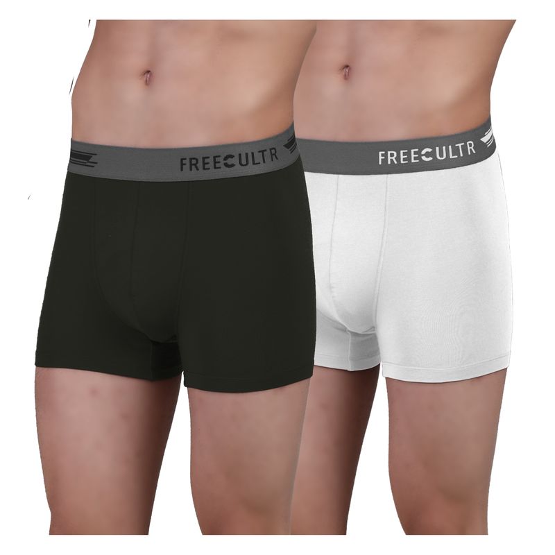 FREECULTR Men's Anti-Microbial Air-Soft Micromodal Underwear Trunk, Pack of 2 - Multi-Color (S)