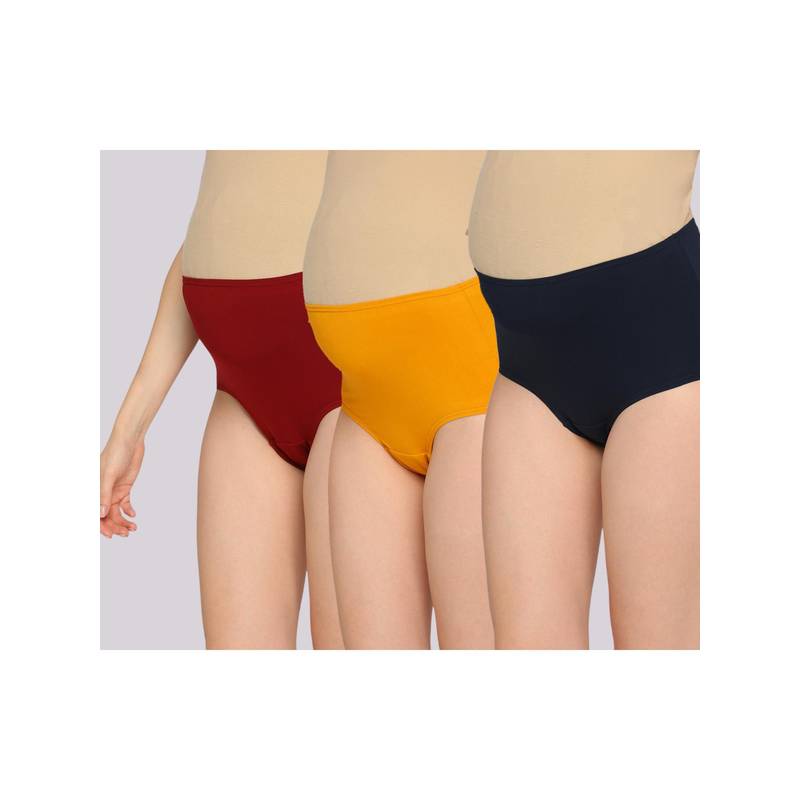 Evamomies Women Multi-Color High Waist Maternity Panties (Pack Of 3) (L)