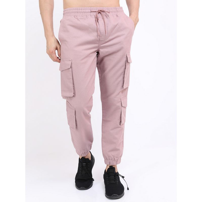 HIGHLANDER Men Pink Regular Fit Solid Cotton Blend Joggers (30)